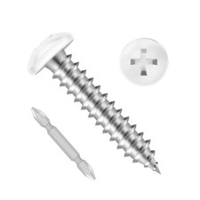 100 PCS #8 x 1 Pan Head Self Tapping Screws, White Head Wood Screw, 304 Stain...