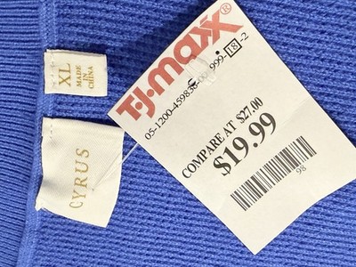 NEW Cyrus Women's Vest Size XL Cobalt Blue Textured Grid Knit V