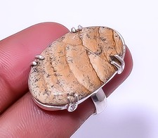 Picture Jasper - Oregon 925 Sterling Silver Solitaire Handmade Ring Adst. R599 