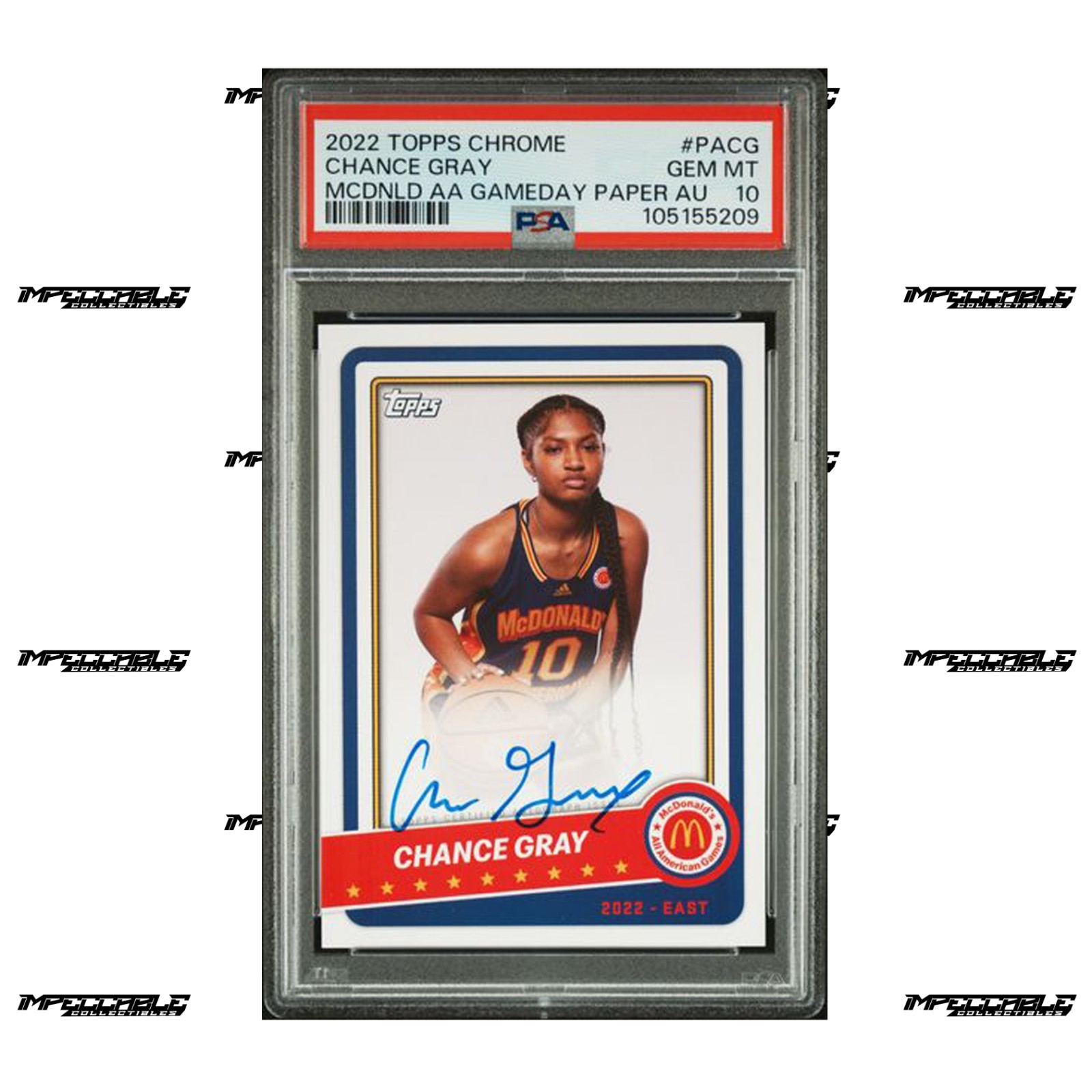 2022 Topps McDonald's A/A - #PA-CG Chance Gray Rookie On Card Auto PSA 10
