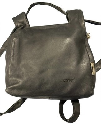 St Dragon Black Leather Backpack Soft Slouchy Minimalist Zip  display picture 3