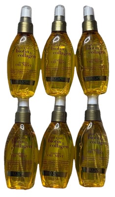 (Lot of 6) OGX Thick & Full B7 Biotin & Collagen Weightless Oil Mist 4 Fl Oz