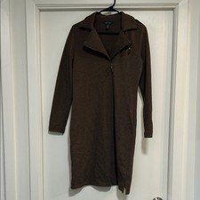 Ralph Lauren Brown Cotton Mix Zip-Accent Dress, 60% cotton, size small