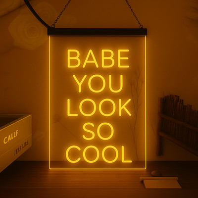 RGB 7 FARBEN Baby you look so cool LED Neonlicht Schild WOHN ZIMMER DEKO
