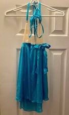 Frederick's of Hollywood Teal Gold Accent Mesh Babydoll with Thong