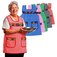 Traditional Mexican Apron for Women Pockets Flower Embroidery Mandiles Bib
