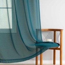 Green Sheer Curtains 84" Length, 2 Panels, Rod Pocket, Airy Soft-Touch