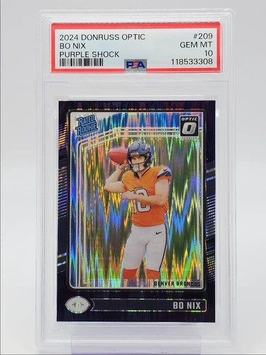 BO NIX 2024 DONRUSS OPTIC RATED ROOKIE PURPLE SHOCK X RC PSA 10 Q0004