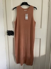 TU Pale Orange Sleeveless Knit Calf Length Dress Size 14 BN