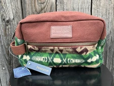 NWT Pendleton Woolen Mills Sawtooth Mountain Wool Leather Travel Kit Bag Tote