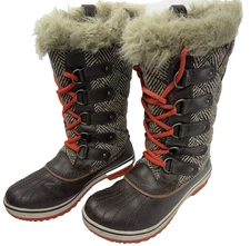 Sorel Tofino Tall Winter Boots Waterproof Size 8 Herringbone Quilted Lace Up