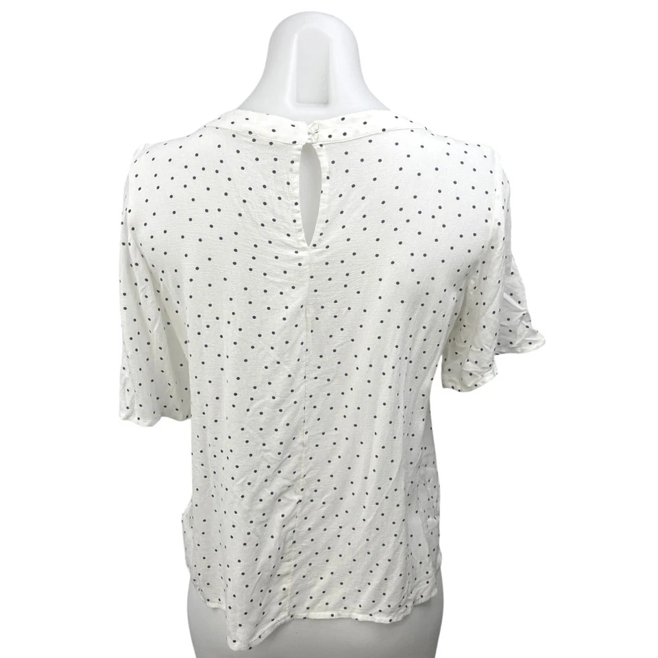 Blusa Camisa Top Gap Para Mujer Blanca Lunares Pintuck Plisada Manga Corta XS Foto 2 de 4
