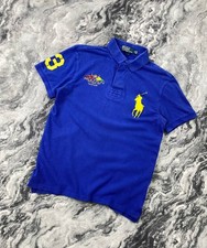 Vintage Polo Ralph Lauren Big Pony Yacht Club Rugby Shirt Men Size M Blue