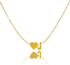 Personalized 18K Gold Plated Heart Initial Pendant Necklace for Women