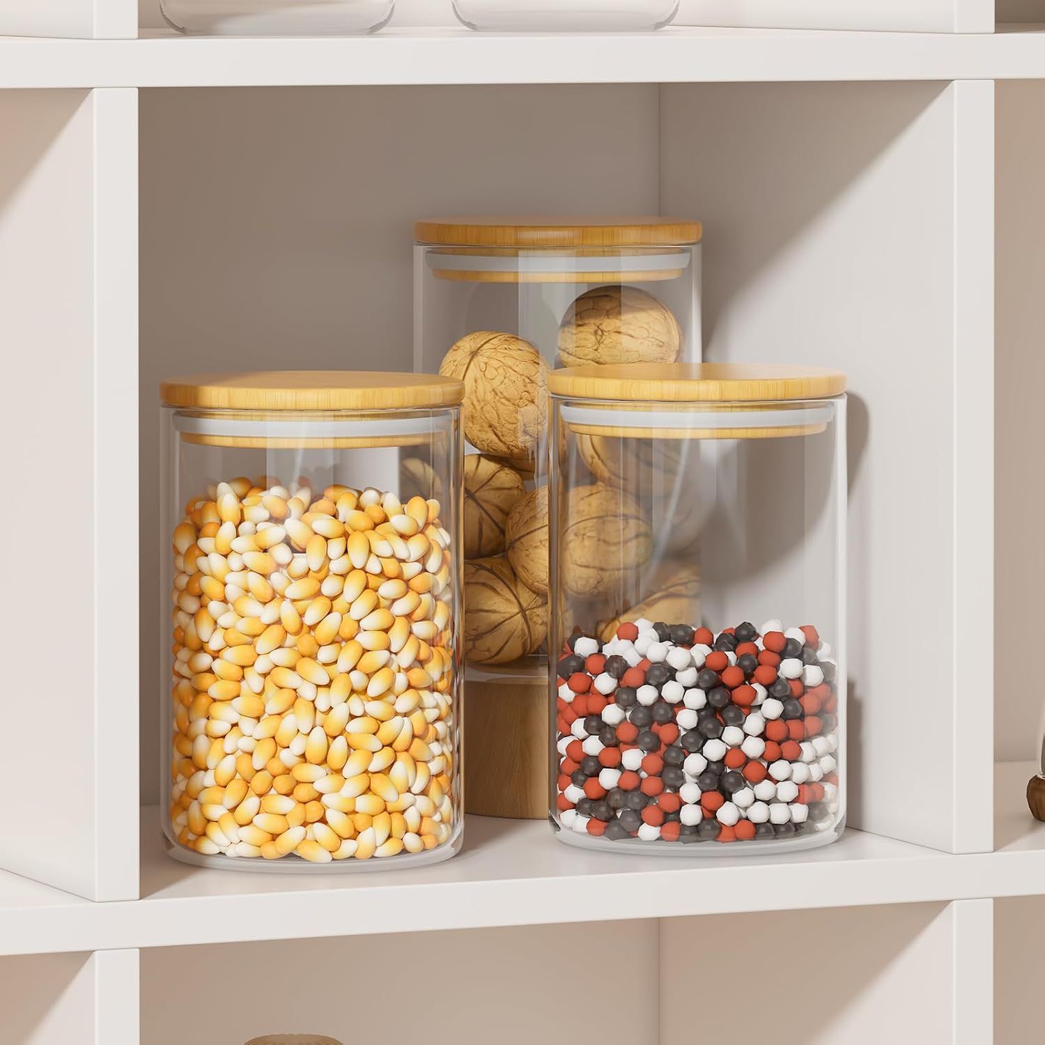 6-Piece Glass Storage Jars with Bamboo Lids & Labels – 37Oz/1100ml Airtight Containers