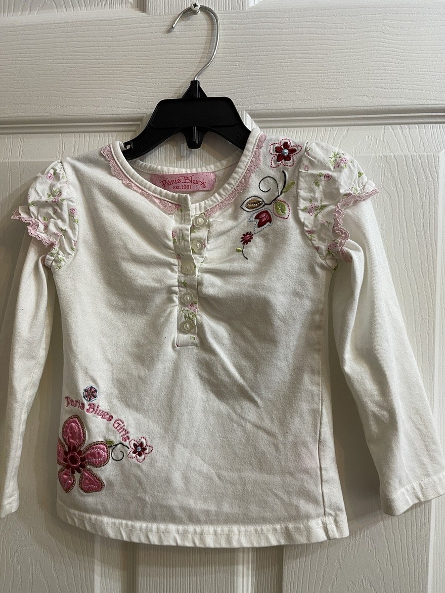トップス R Paris Blues ~ Good Condition White Long Sleeved Top With Flowers