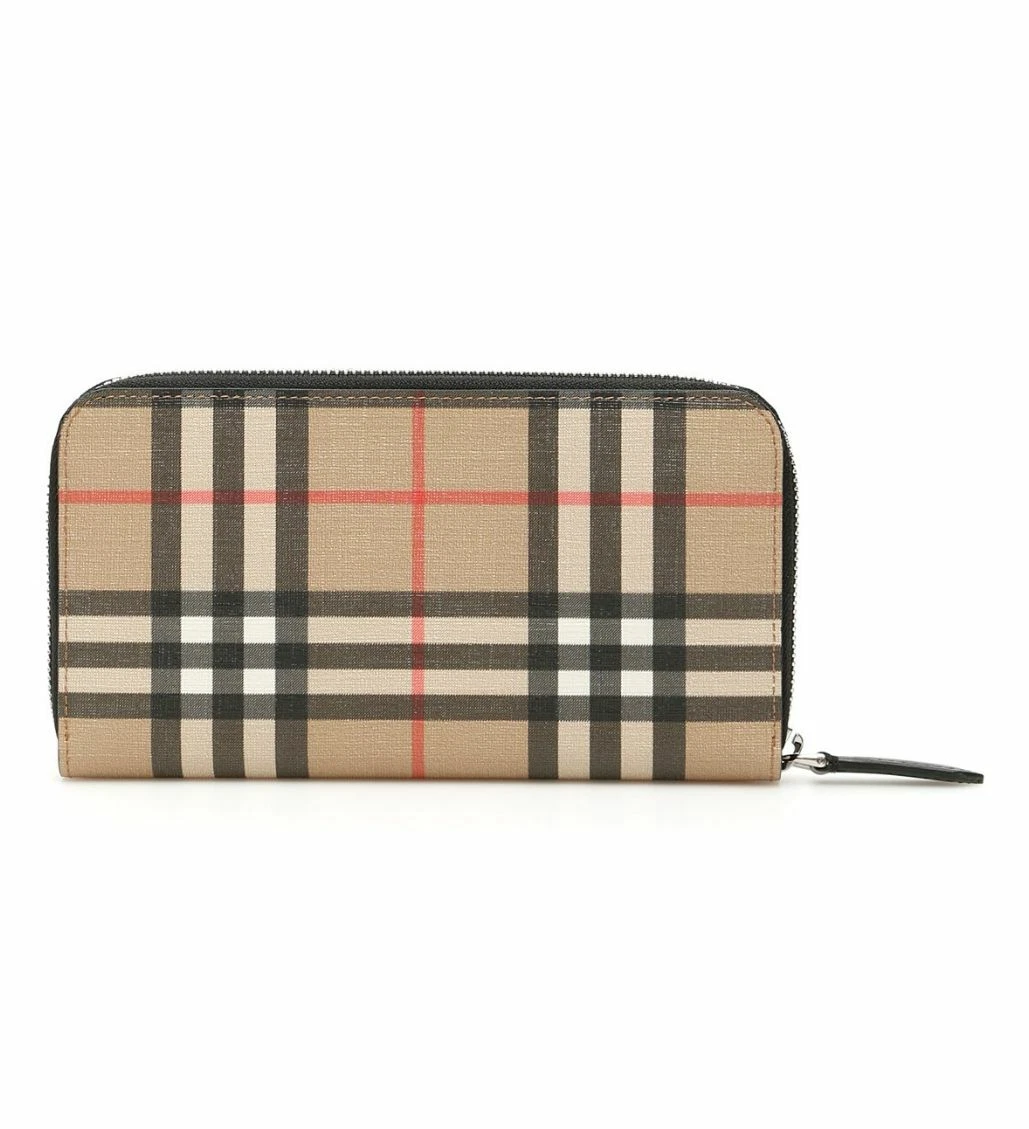 BURBERRY: Vintage Check wallet in coated cotton - Beige