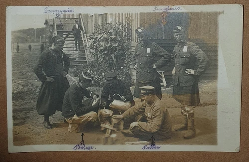 Carte Photo Ohrdruf POW 1915 French English Belgium Russian Prison Camp AE