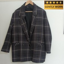 Hamells Vintage Wool Jacket || Size Uk 12 Lined Purple Tartan Check Style Coat