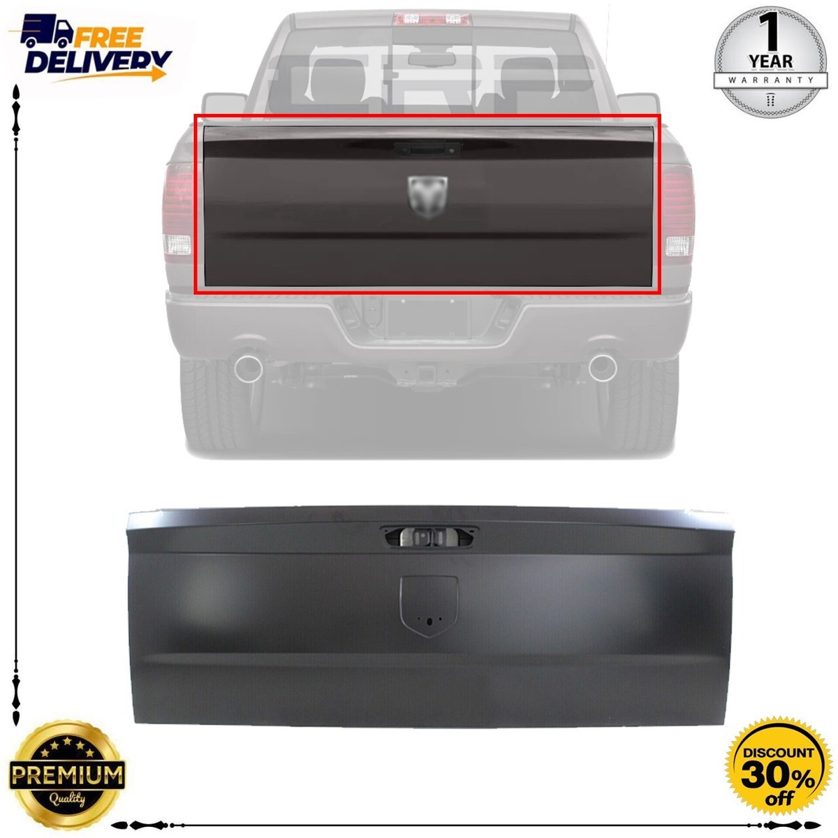 Tailgate Steel For 2009-2018 Dodge Ram 1500 & 2010-2018 2500