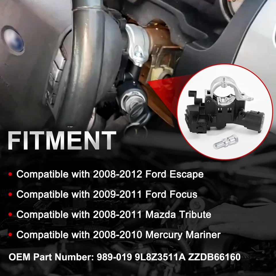 Para 2008-2012 Ford Escape Focus conjunto de carcaça de trava de ignição 9L8Z-3511-A - Imagem 2 de 4