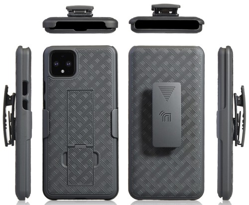 Black Case Kickstand Cover + Belt Clip Holster Holder for Google Pixel 4 XL - Picture 9 of 9