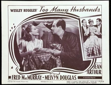 TOO MANY HUSBANDS Orig Movie Lobby Card Poster Jean Arthur Fred MacMurray r50