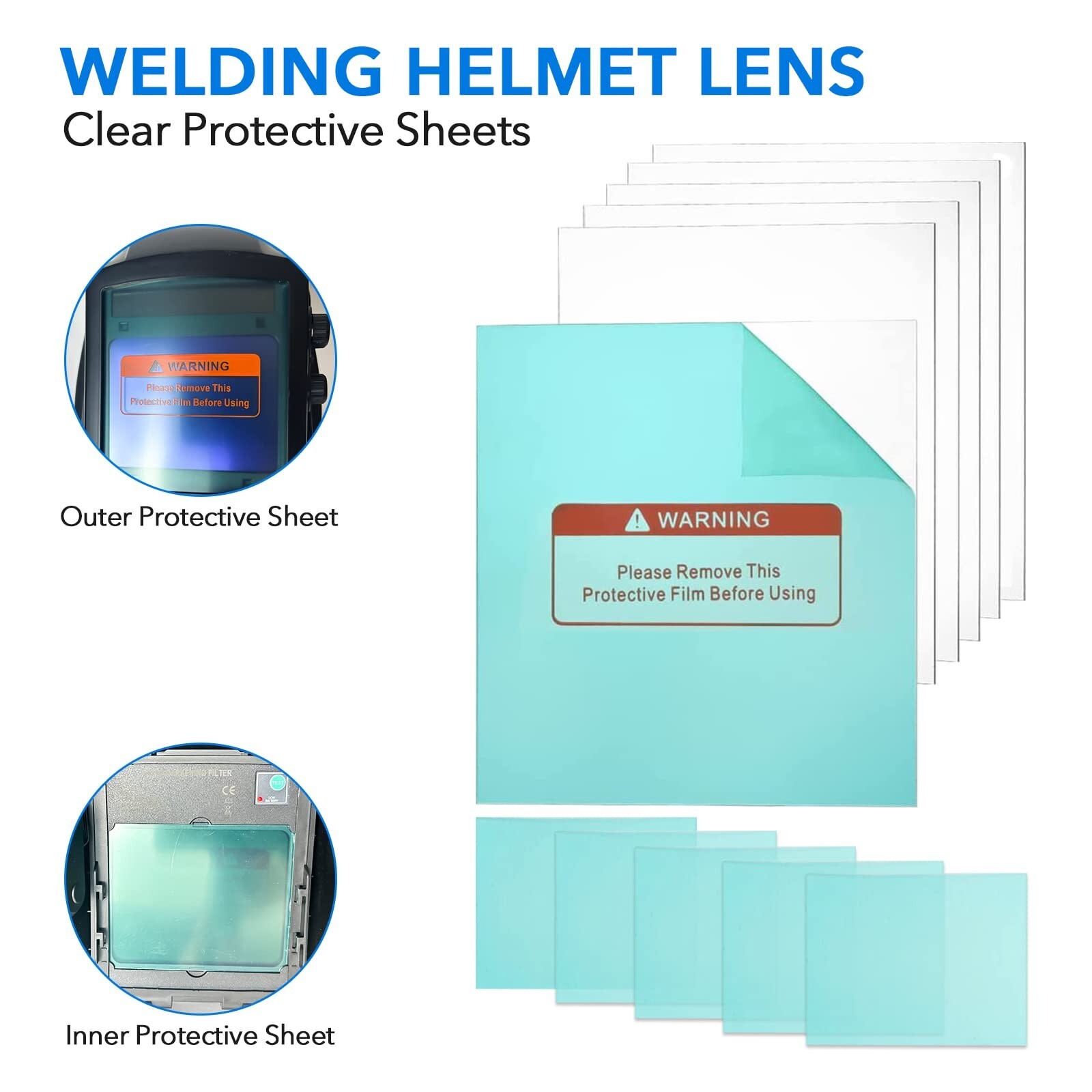 TRQWH Welding Helmet Lens Replacement Kit 5 Outer & 5 Inner Clear Covers