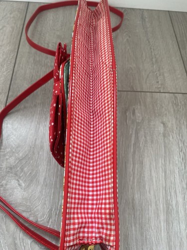 Irregular Choice Lola Bow Red Gingham/Floral Print Clutch/Shoulder Bag, Charms - Picture 10 of 13