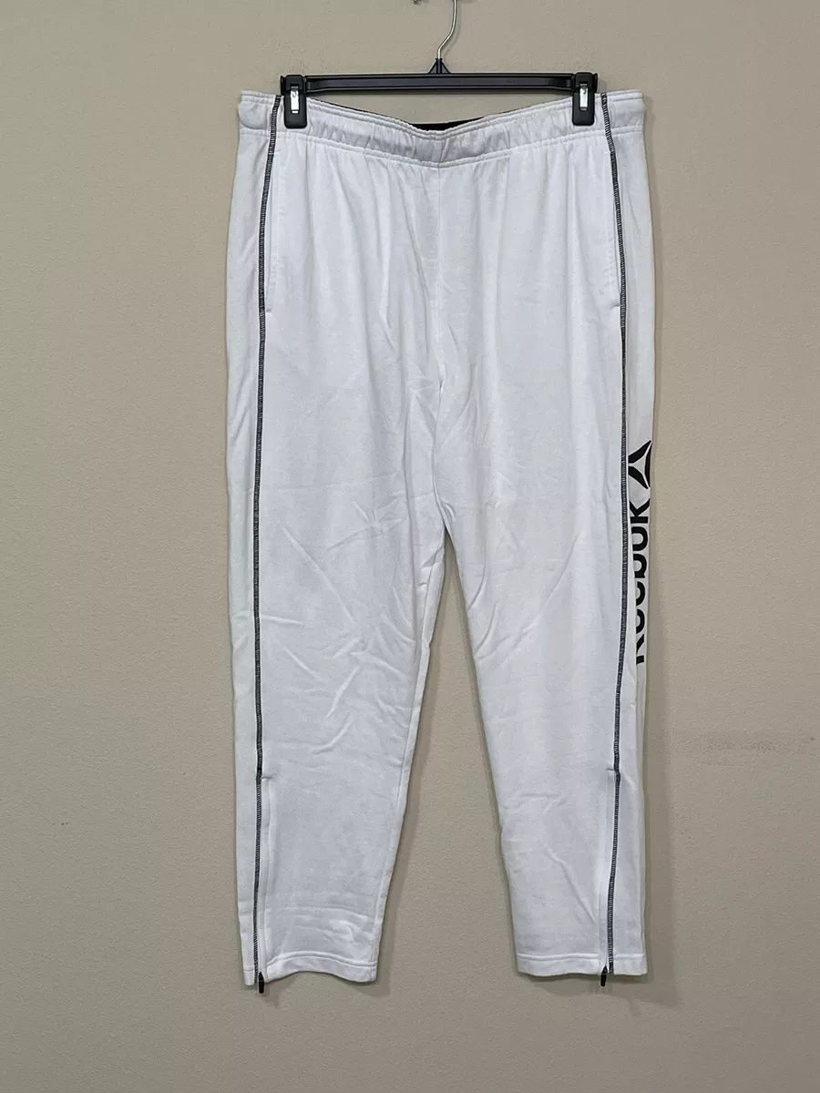 Reebok Men s White Black Logo Cotton Lightweight Lounge Pants s XL