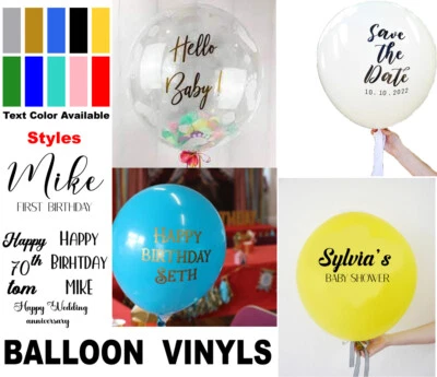 Personalised Vinyl Decal Label Sticker For Balloons Custom Word Letter Name Text - Image 1 of 4