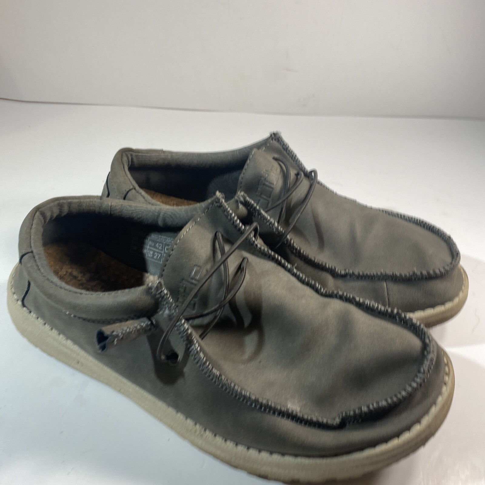 Hey Dude Wally Recycled Leather Gray Silver Birch Mens 평창군