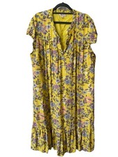Style & Co. Yellow Floral Dress Plus Size XXL Cap Sleeves Fully Lined Spring EUC