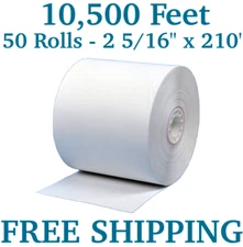 (50 Rolls) 2 5/16" x 210' Thermal Paper Gas Pump POS Cash Register Receipt Rolls