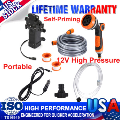 #ad 12V 80psi High Pressure Self Priming Electric Car Portable Washer Kit Water Pump $53.81