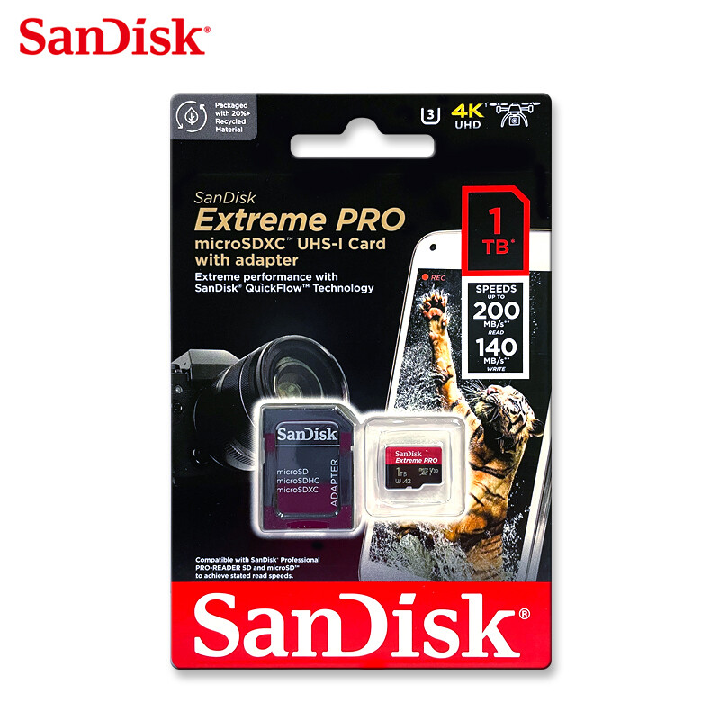 NEW SanDisk Extreme PRO 1TB A2 microSDXC UHS-I U3 V30 Card NEW SanDisk Extreme PRO 1TB A2 microSDXC UHS-I U3 V30 Card