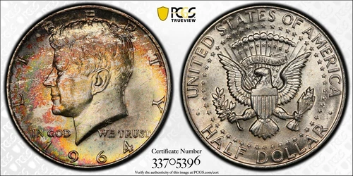 1964 Kennedy Half Dollar PCGS MS64 35th Anniversary Colorful Toning
