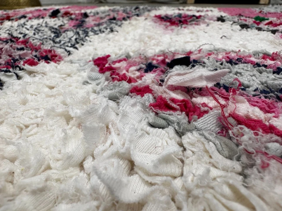 Boucharouit colorido geométrico bereber vintage hecho a mano marroquí 4'3" x 7' corredor Foto 4 de 4