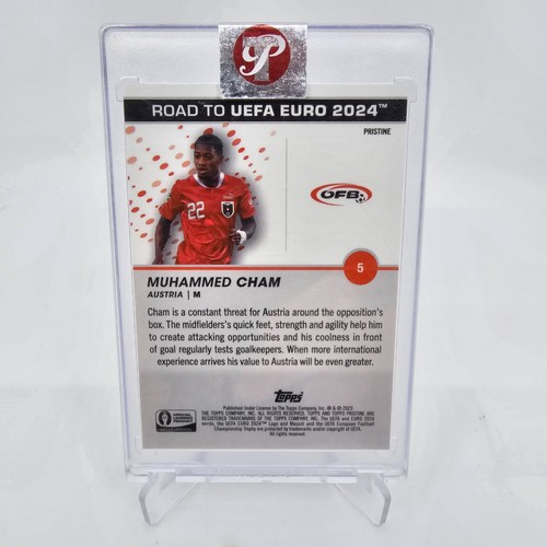 MUHAMMED CHAM 2023 Topps Pristine Road to UEFA 2024 Red Refractor /5 Encased 🔥 - Picture 4 of 4