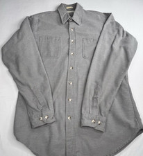 St Johns Bay Chamois Shirt Mens XL Flannel Long Sleeve Button Pockets Gray 90s