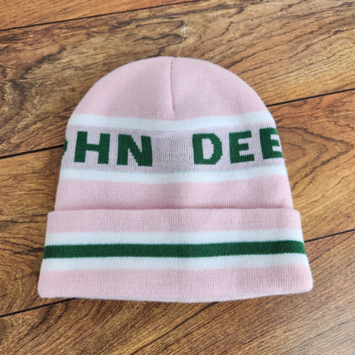 Pink Green John Deere Farm Equipment Tractor Beanie Women's Skull Cap