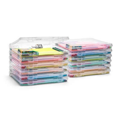 Sorbus Thin Clear Stackable Portable Project Case Snap-Tight Supplies Storage