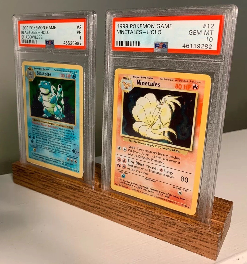 SAD STAND Graded PSA Wooden Card Display Holder 2 Cards Pokémon