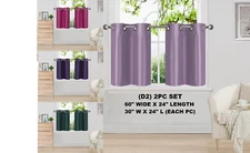 2PC SMALL 24" SHORT GROMMET PANEL LINED BLACKOUT WINDOW CURTAIN TREATMENT (D2)