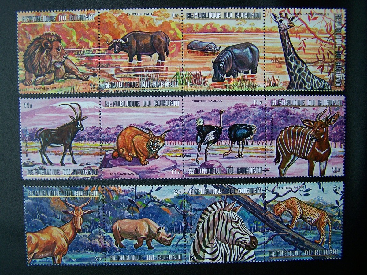 BURUNDI ANIMALS STAMPS 1971 YEAR COMPLETE SET, SCOTT # 355-360