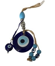 Evil Eye Decor Wall Hanging Glass Blue Beads Handcrafted