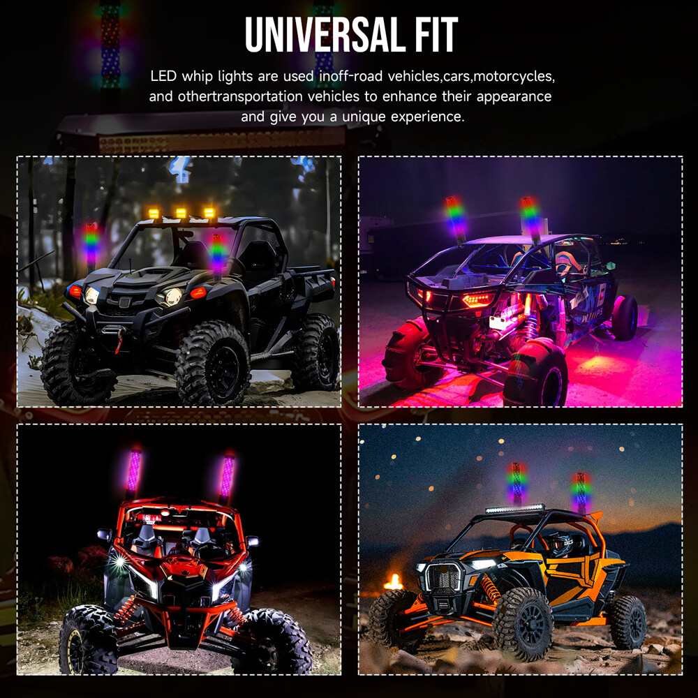 For Can-am Outlander 570 XMR X3 2PCS 1FT LED Whip Lights RGB