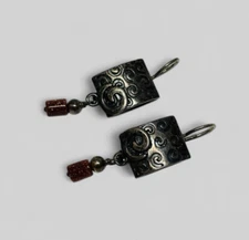 Silpada Sterling 925 Silver Etched Swirl Sandstone Earrings W0895