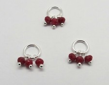 9 Pieces Silver Pendants Earrings Charms Ruby Gemstone 3mm Beads Dangles