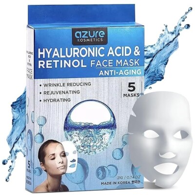 Azure Cosmetics Hyaluronic Acid & Retinol Anti Aging Facial Mask ...